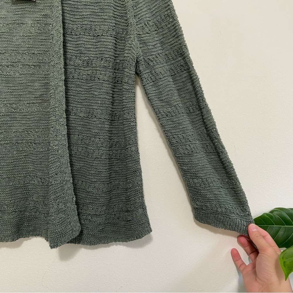 J. Jill Ivy Green Openwork Knit Long Sleeve Open Front Cardigan NWT - Picture 4 of 9